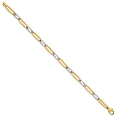 14k Two-tone Polished 5.75mm Fancy Long Link 7.5 inch Bracelet