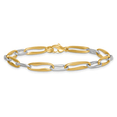 14k Two-tone Polished 5.75mm Fancy Long Link 7.5 inch Bracelet
