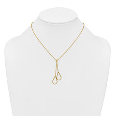 14k Polished Two Teardrops Dangle 16 inch Y-Necklace Plus 2 inch Extender