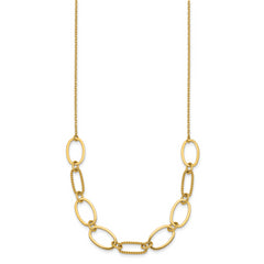 14k Polished And Twisted 9.5mm Oval Links 16 inch Necklace Plus 2 inch Extender