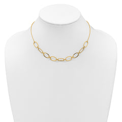 14k Polished And Twisted 9.5mm Oval Links 16 inch Necklace Plus 2 inch Extender