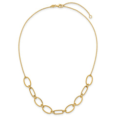 14k Polished And Twisted 9.5mm Oval Links 16 inch Necklace Plus 2 inch Extender