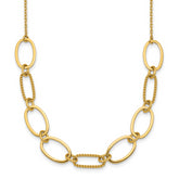 14k Polished And Twisted 9.5mm Oval Links 16 inch Necklace Plus 2 inch Extender