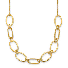 14k Polished And Twisted 9.5mm Oval Links 16 inch Necklace Plus 2 inch Extender