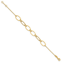 14k Polished And Twisted 9.5mm Oval Links 6.75 inch Bracelet Plus 0.5 inch Extender