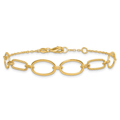 14k Polished And Twisted 9.5mm Oval Links 6.75 inch Bracelet Plus 0.5 inch Extender