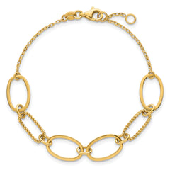 14k Polished And Twisted 9.5mm Oval Links 6.75 inch Bracelet Plus 0.5 inch Extender