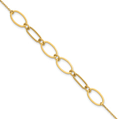 14k Polished And Twisted 9.5mm Oval Links 6.75 inch Bracelet Plus 0.5 inch Extender