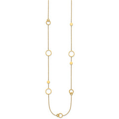 14k Polished Circle and Chain Pattern 25.5 inch Necklace