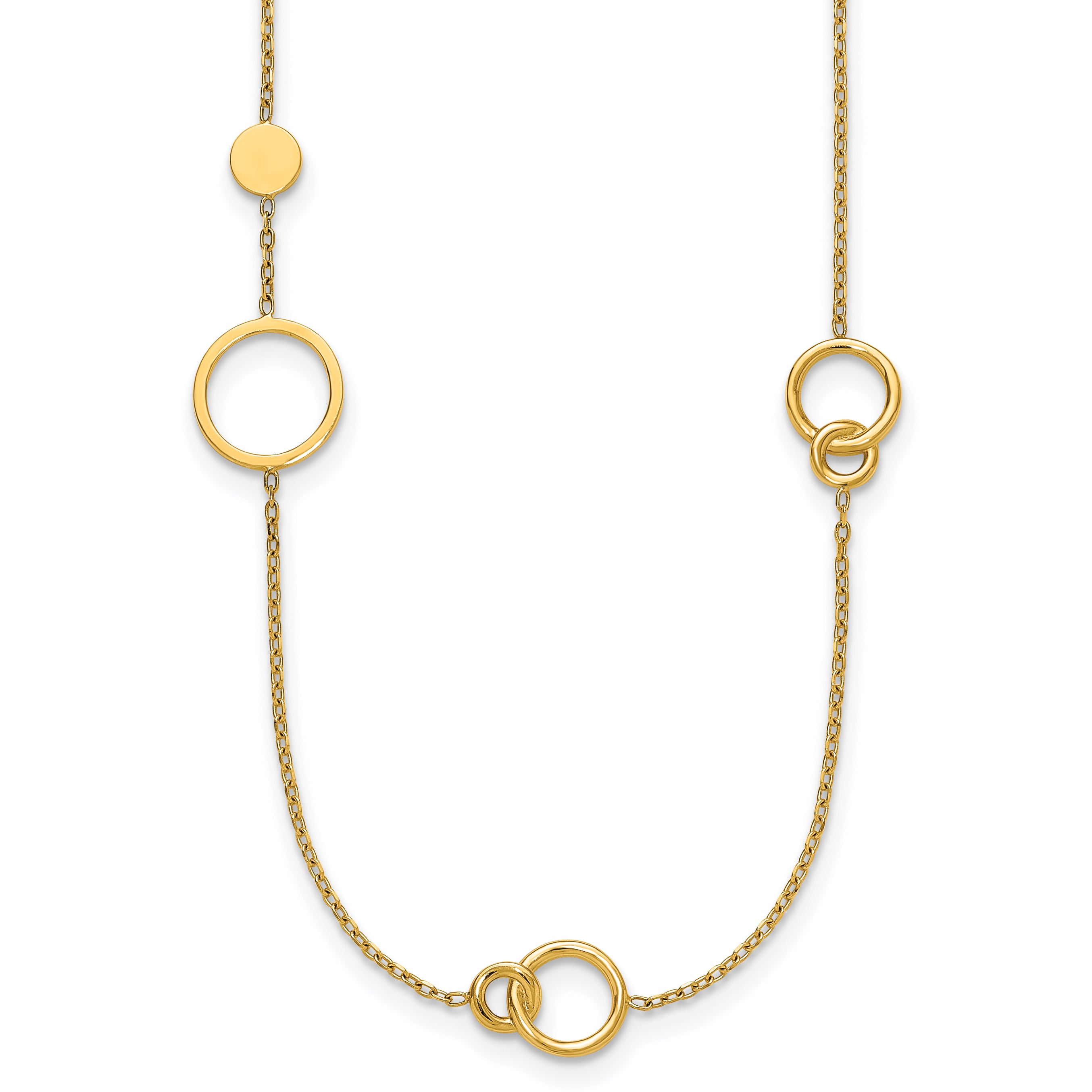 14k Polished Circle and Chain Pattern 25.5 inch Necklace