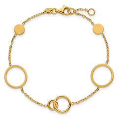 14k Polished Circle and Chain Pattern 7.25 inch Bracelet Plus 0.5 inch Extender