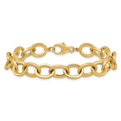 14k Polished 9mm Round Cable Chain 7.5 inch Bracelet