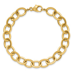 14k Polished 9mm Round Cable Chain 7.5 inch Bracelet
