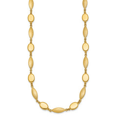 14k Polished And Brushed 7.5mm Fancy Oval and Round Link 18 inch Necklace