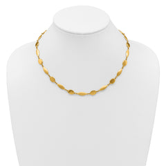 14k Polished And Brushed 7.5mm Fancy Oval and Round Link 18 inch Necklace