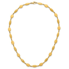 14k Polished And Brushed 7.5mm Fancy Oval and Round Link 18 inch Necklace