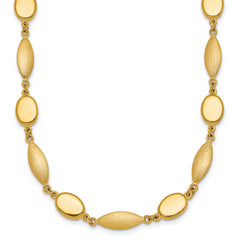14k Polished And Brushed 7.5mm Fancy Oval and Round Link 18 inch Necklace
