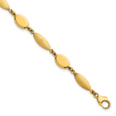 14k Polished And Brushed 7.5mm Fancy Oval and Round Link 7.25 inch Bracelet