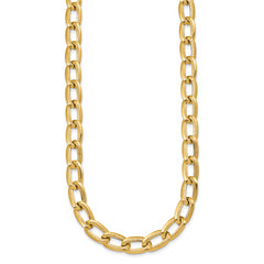 14k Polished And Textured 8mm Long Curb Link 18 inch Necklace