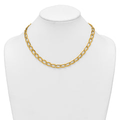 14k Polished And Textured 8mm Long Curb Link 18 inch Necklace