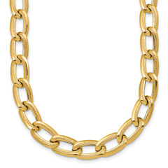 14k Polished And Textured 8mm Long Curb Link 18 inch Necklace