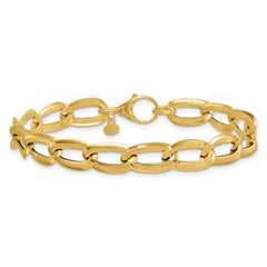 14k Polished And Textured 8mm Long Curb Link 7.5 inch Bracelet