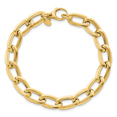 14k Polished And Textured 8mm Long Curb Link 7.5 inch Bracelet