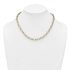 14k Two-tone Polished 7mm Fancy Oval Chain 17.75 inch Necklace