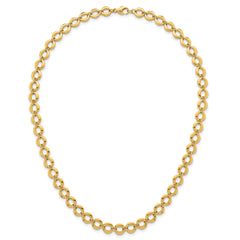 14k Polished 8mm Fancy Circle Link 18 inch Necklace