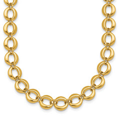 14k Polished 8mm Fancy Circle Link 18 inch Necklace
