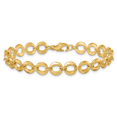 14k Polished 8mm Fancy Circle Link 7.5 inch Bracelet