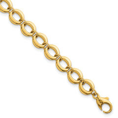 14k Polished 8mm Fancy Circle Link 7.5 inch Bracelet