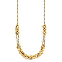 14k Polished Fancy Multi Link Chain 18 inch Necklace