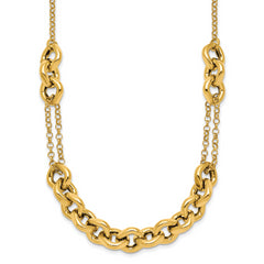 14k Polished Fancy Multi Link Chain 18 inch Necklace