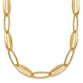 14k Brushed and Polished 7.25mm Long Oval Link 18 inch Necklace