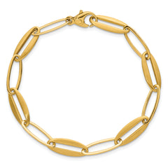 14k Brushed and Polished 7.25mm Long Oval Link 7.5 inch Bracelet