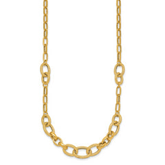 14k Polished and Textured Link 17.25 inch Necklace