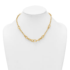 14k Polished and Textured Link 17.25 inch Necklace