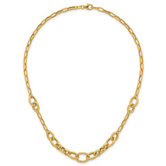 14k Polished and Textured Link 17.25 inch Necklace