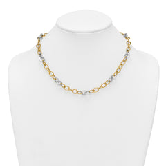 14k Two-tone Polished 9.75mm Fancy Circle Cable Chain 18 inch Necklace