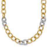 14k Two-tone Polished 9.75mm Fancy Circle Cable Chain 18 inch Necklace