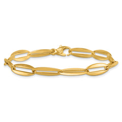14k Polished 7mm Long Oval Link 7.5 inch Bracelet