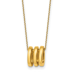 14k Polished 3 Oval Rings 16 inch Necklace Plus 2 inch Extender