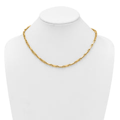 14K Polished and Textured 4.8mm Double Fancy Link 18.5 inch Necklace