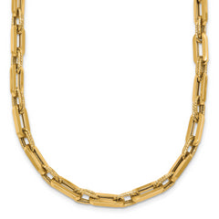 14K Polished and Textured 4.8mm Double Fancy Link 18.5 inch Necklace