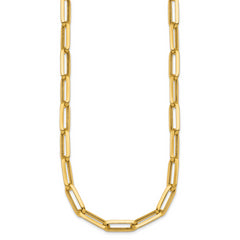 14k Polished 7mm Paperclip Link Chain 17.5 inch Necklace
