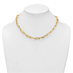 14k Polished 7mm Paperclip Link Chain 17.5 inch Necklace