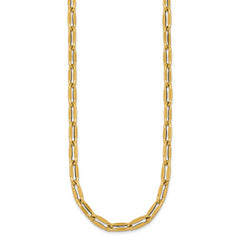 14k Polished 5.5mm Flattened Oval Cable Fancy Link 18 inch Necklace