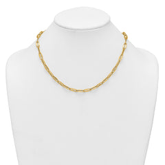 14k Polished 5.5mm Flattened Oval Cable Fancy Link 18 inch Necklace