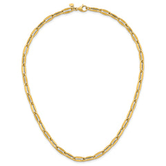 14k Polished 5.5mm Flattened Oval Cable Fancy Link 18 inch Necklace